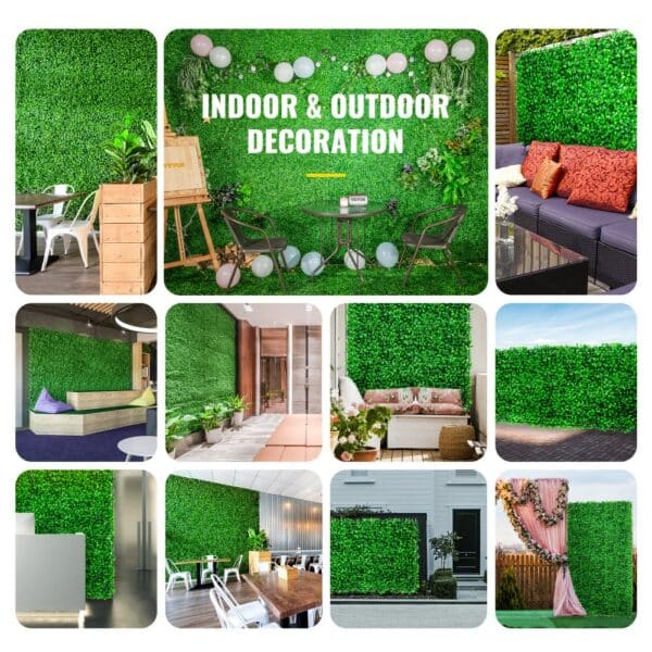 VEVOR artificial boxwood panel for lush indoor and outdoor decoration.