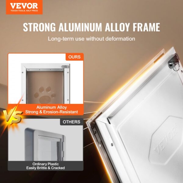 VEVOR Pet Door for Door with Lock and Magnetic Flap System Aluminum Frame Large