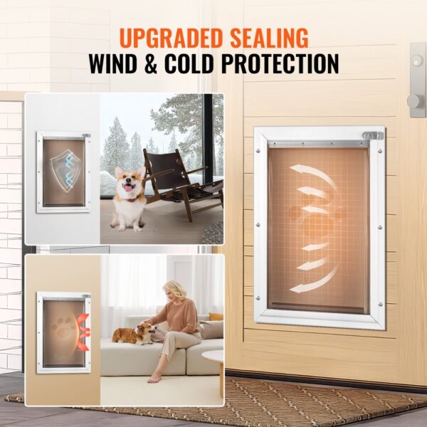 VEVOR Pet Door for Door with Lock and Magnetic Flap System Aluminum Frame Large