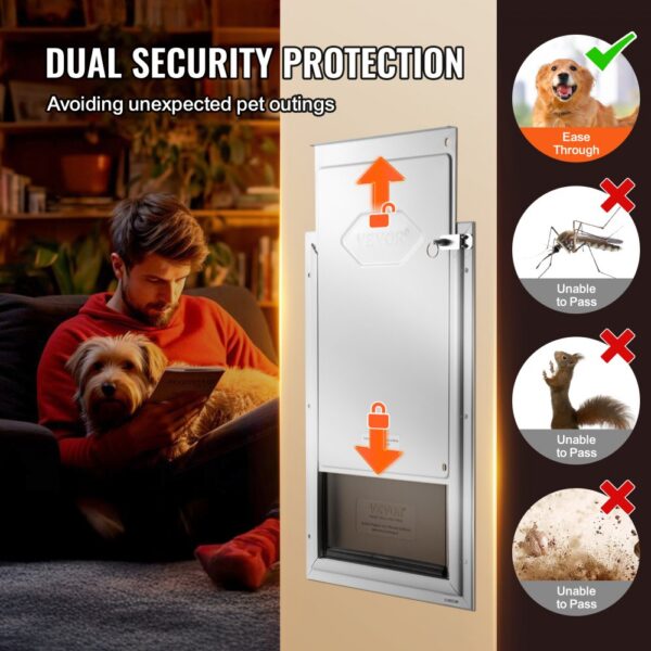 VEVOR Pet Door for Door with Lock and Magnetic Flap System Aluminum Frame Large