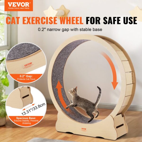 VEVOR Wooden Cat Exercise Wheel 52" Large Cat Treadmill Wheel for Indoor Cats