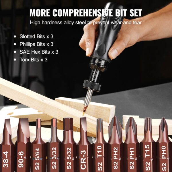 VEVOR Adjustable Torque Screwdriver 1/4" Range 10-70 in/lb w/ 1 in-lb Increment