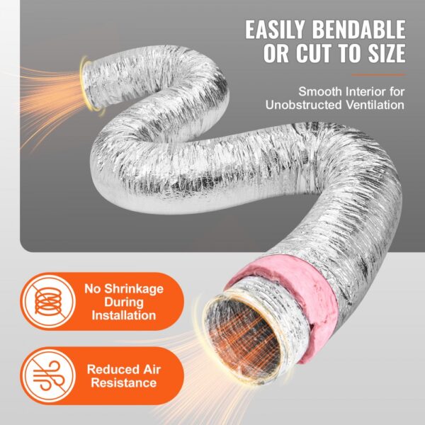 VEVOR dryer vent hose with smooth interior for ventilation, bendable design, and reduced air resistance.