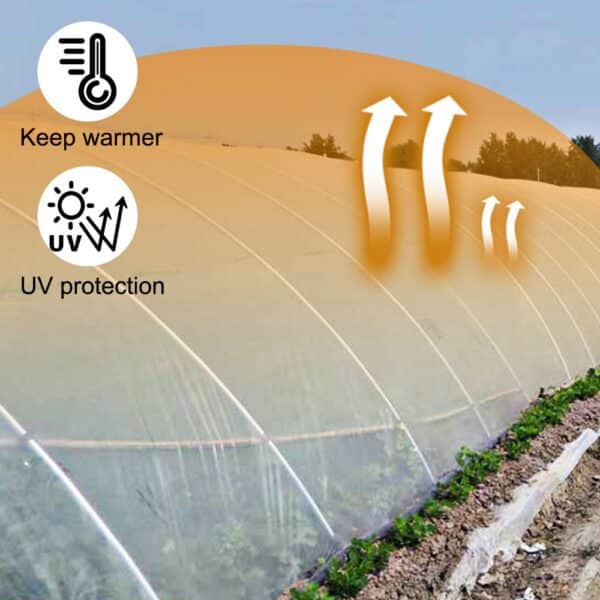 VEVOR greenhouse film promoting warmth retention and uv protection.