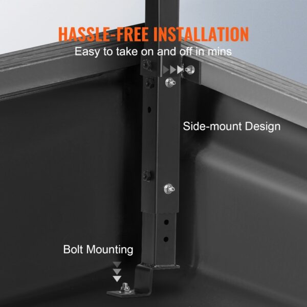 VEVOR truck rack with hassle-free installation, side-mount design, and bolt mounting.