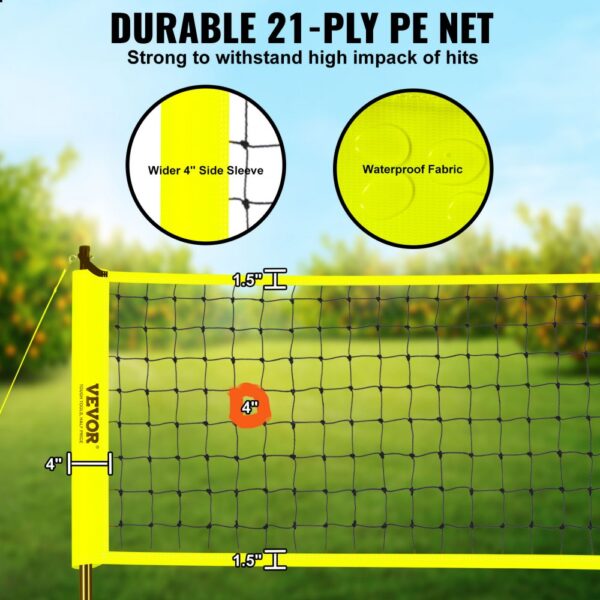 VEVOR Outdoor Portable Volleyball Net System, Adjustable Height Steel Poles, Professional Volleyball Set with PVC Volleyball, Pump, Carrying Bag, Heavy Duty Volleyball Net for Backyard, Beach, Lawn