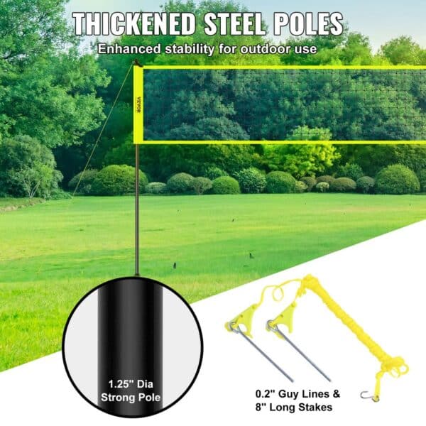 VEVOR Outdoor Portable Volleyball Net System, Adjustable Height Steel Poles, Professional Volleyball Set with PVC Volleyball, Pump, Carrying Bag, Heavy Duty Volleyball Net for Backyard, Beach, Lawn