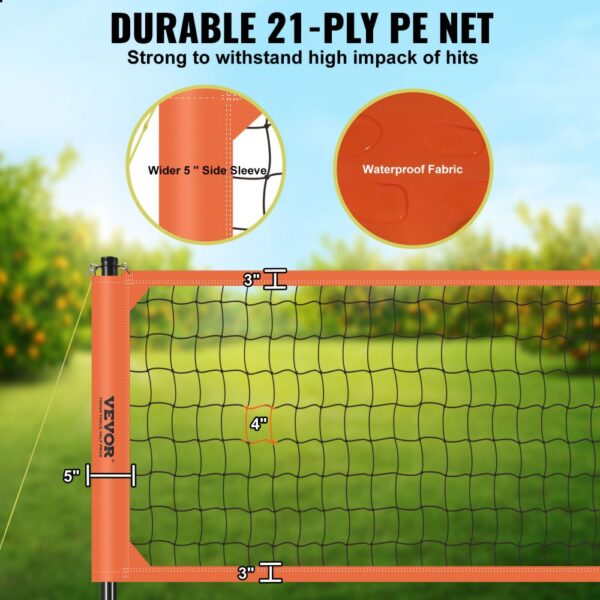 VEVOR Outdoor Portable Volleyball Net System, Adjustable Height Aluminum Poles, Professional Volleyball Set with PVC Volleyball, Pump, Carrying Bag, Heavy Duty Volleyball Net for Backyard, Beach, Lawn