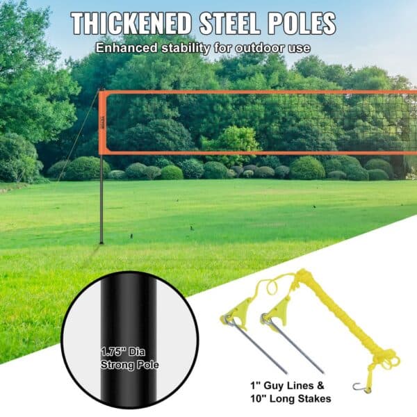 VEVOR Outdoor Portable Volleyball Net System, Adjustable Height Aluminum Poles, Professional Volleyball Set with PVC Volleyball, Pump, Carrying Bag, Heavy Duty Volleyball Net for Backyard, Beach, Lawn