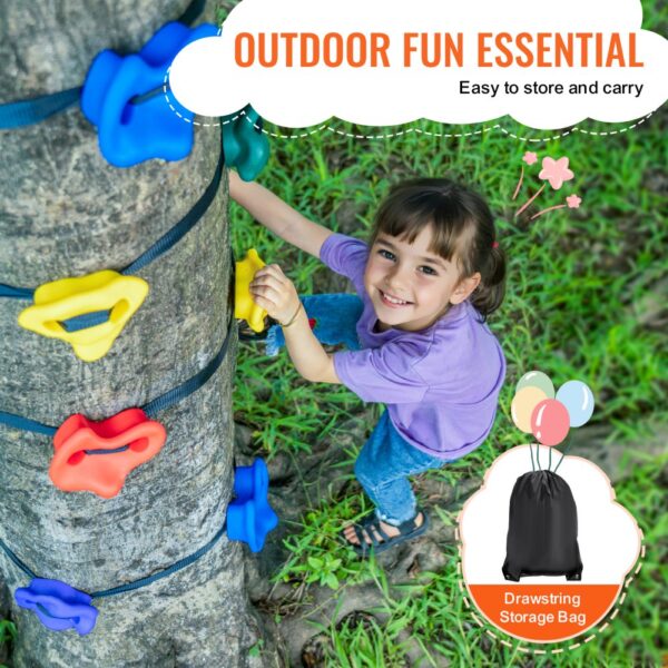 VEVOR Ninja Tree Climbing Kit 12 Climbing Holds 6 Ratchet Straps Climbing Ladder