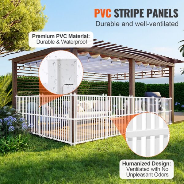 VEVOR vinyl privacy fence panels: durable white pvc privacy fence surrounding a cozy outdoor patio area.