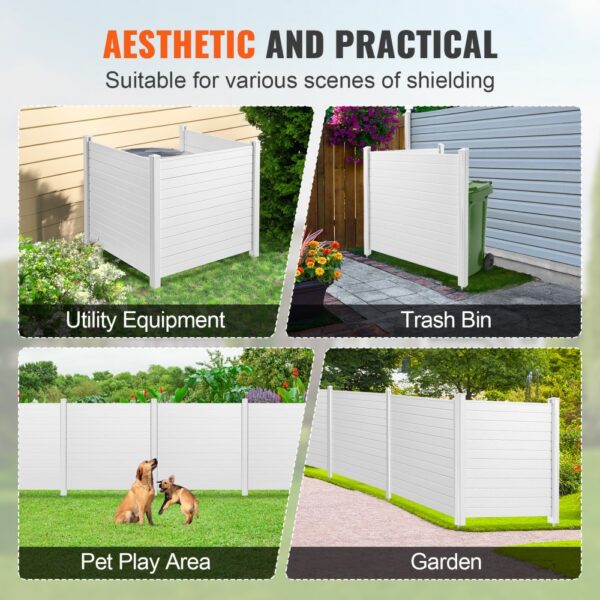 VEVOR privacy screens for utility equipment, trash bins, pet play areas, and gardens.