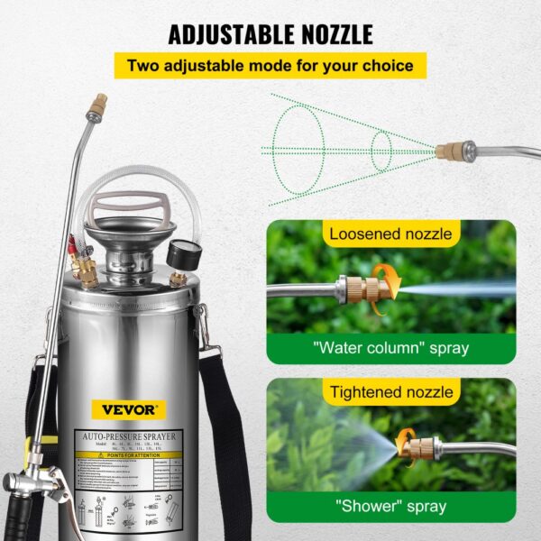 VEVOR stainless steel sprayer with adjustable nozzle for water column and shower spray.