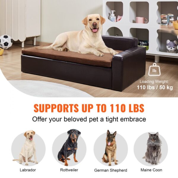 VEVOR dog couch supporting large breeds up to 110 lbs, ideal for labradors and german shepherds.