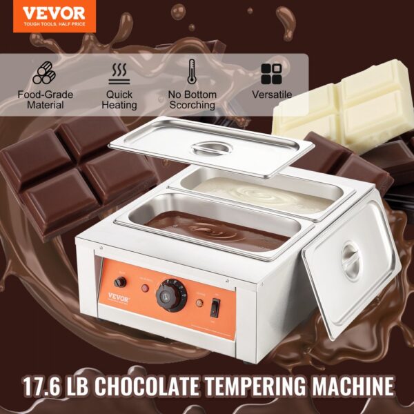 VEVOR Chocolate Tempering Machine Chocolate Melting Pot 17.6 Lbs 2 Tanks