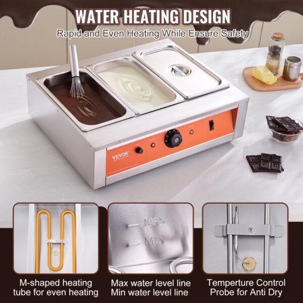 VEVOR Chocolate Tempering Machine Chocolate Melting Pot 26.5 Lbs 3 Tanks