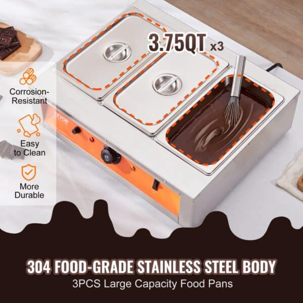 VEVOR Chocolate Tempering Machine Chocolate Melting Pot 26.5 Lbs 3 Tanks