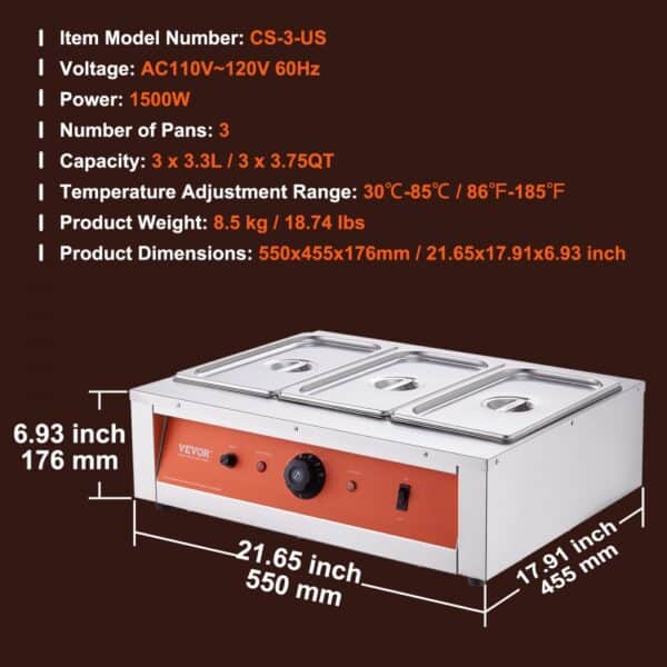 VEVOR Chocolate Tempering Machine Chocolate Melting Pot 26.5 Lbs 3 Tanks