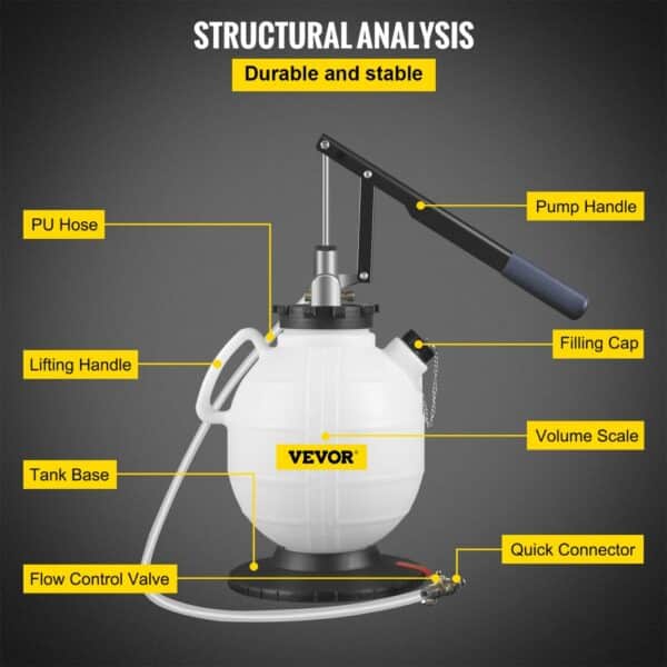 VEVOR transmission fluid pressure bleeder features pu hose and pump handle.