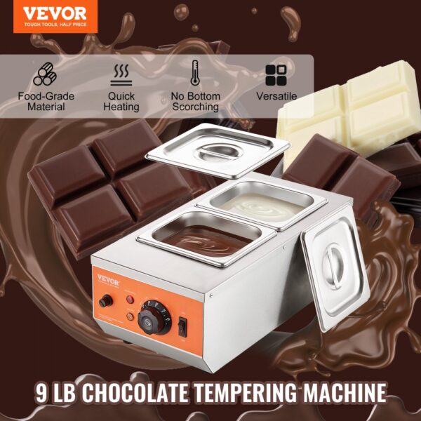 VEVOR Chocolate Tempering Machine Chocolate Melting Pot 9 Lbs 2 Tanks