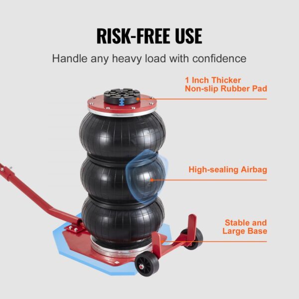 VEVOR air jack with a thick non-slip rubber pad, high-sealing airbag, and stable base for heavy loads.