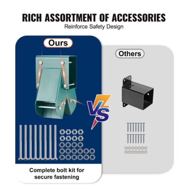 VEVOR swing set brackets with complete bolt kit for secure fastening vs competitor's product.