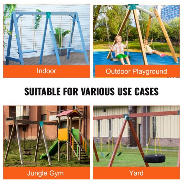 VEVOR swing set brackets for indoor, outdoor playground, jungle gym, yard use cases.