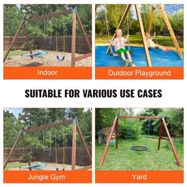 VEVOR swing set brackets used in indoor, outdoor playground, jungle gym, and yard settings.