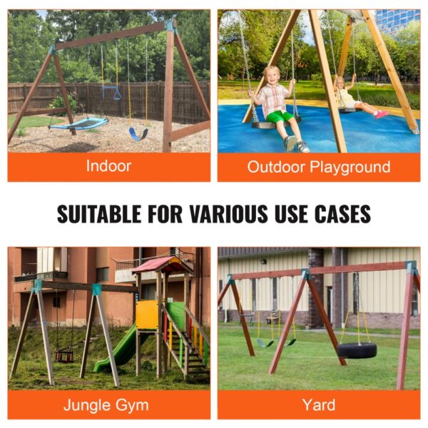 VEVOR swing set brackets for indoor, outdoor playground, jungle gym, and yard use cases.