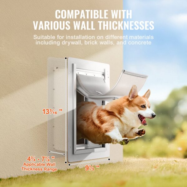 VEVOR Pet Door for Wall with Lock and 3 Magnetic Flap System Metal Frame Small