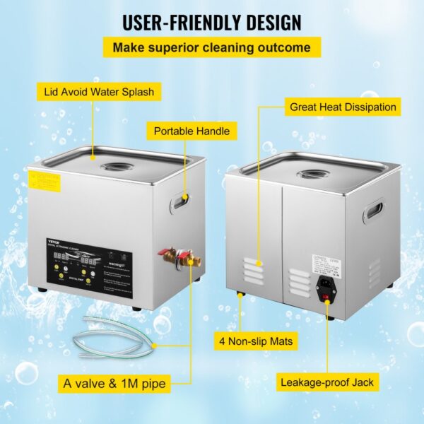 VEVOR 10L Digital Ultrasonic Cleaner Heater Timer Jewelry Eyeglasses Cleaning