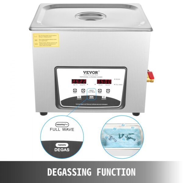 VEVOR Ultrasonic Cleaner 10L Jewelry Cleaning Ultrasonic Machine Digital Ultrasonic Parts Cleaner Heater Timer Jewelry Cleaning Kit Industrial Sonic Cleaner for Jewelry Watch Ring Dental Glass