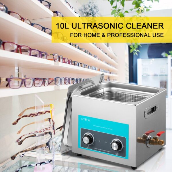 VEVOR 10L Ultrasonic Cleaner Jewelry Cleaner with Heater Timer for Jewelry Cleaning Knob Control Eyeglass Rings Dentures Music Instruments