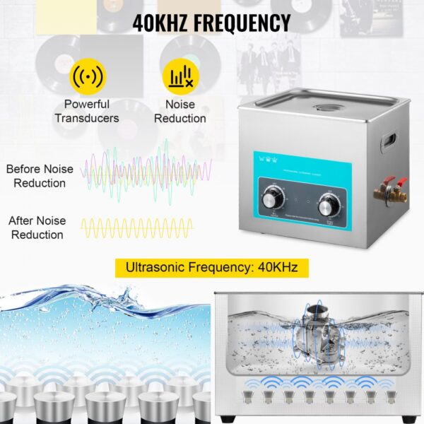 VEVOR 10L Ultrasonic Cleaner Jewelry Cleaner with Heater Timer for Jewelry Cleaning Knob Control Eyeglass Rings Dentures Music Instruments