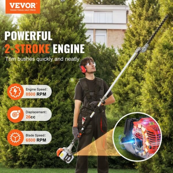 VEVOR 5-in-1 Multi-Functional Trimming Tools Gas Hedge Trimmer 26CC Weed Eater