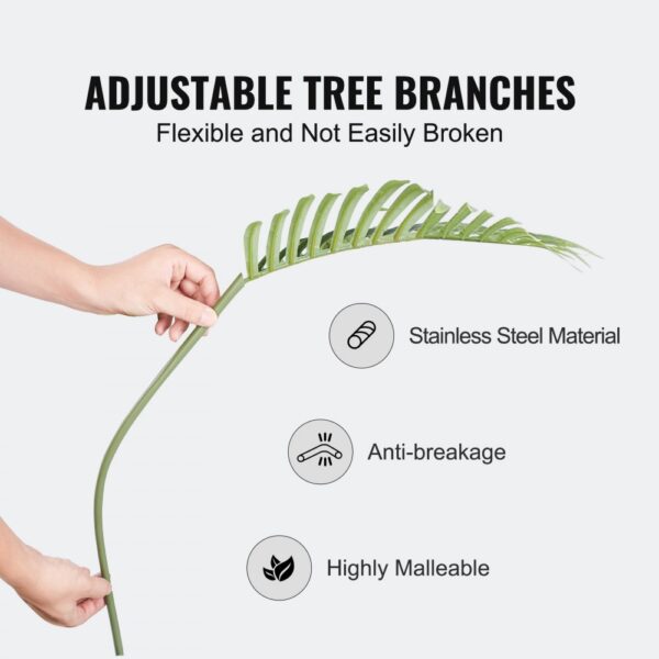 adjustable VEVOR artificial palm tree branches, stainless steel material, anti-breakage, highly malleable.