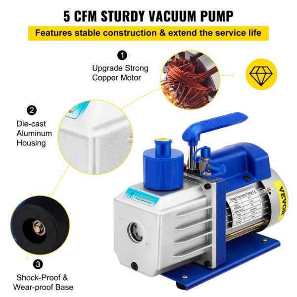 VEVOR Vacuum Chamber with Pump Vacuum Chamber Kit 5 Gal 5CFM 1/3HP Single Stage