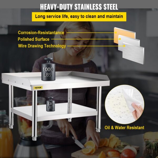 VEVOR stainless steel grill stand with a heavy-duty, corrosion-resistant polished surface.