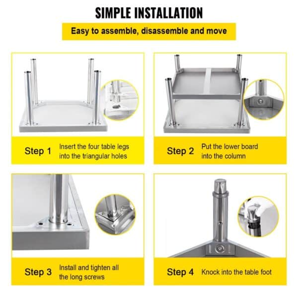 steps to assemble VEVOR stainless steel grill stand with easy-to-follow instructions.