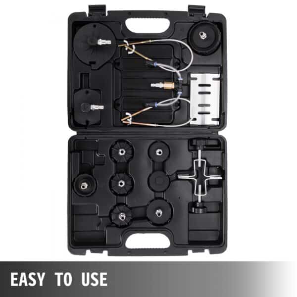 VEVOR brake bleeder tool kit in black portable case, with various attachments. easy to use.