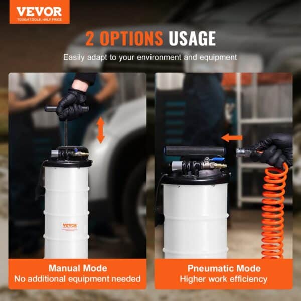 VEVOR fluid extractor with manual and pneumatic modes for efficient fluid extraction.