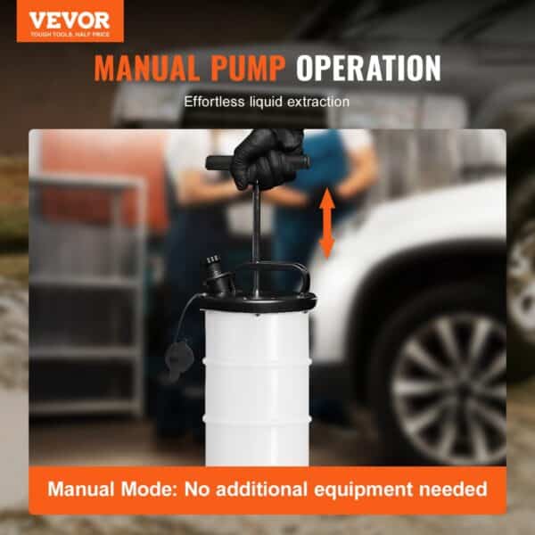 manual operation of VEVOR fluid extractor with a hand pump, designed for effortless liquid extraction.