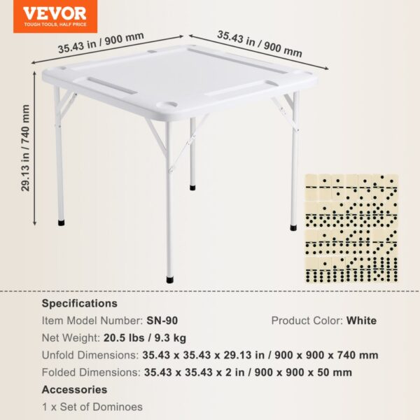 VEVOR Mahjong Table 4 Player Folding Card Table & 4 Cup Holders Chip Trays White