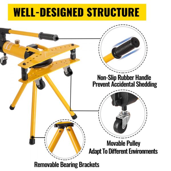 VEVOR Manual Hydraulic Pipe Tube Bender Machine 10 Ton Manual Hydraulic Tube Bending Machine 1/4"-1" Diameter 6 Dies for Heating and Piping Construction
