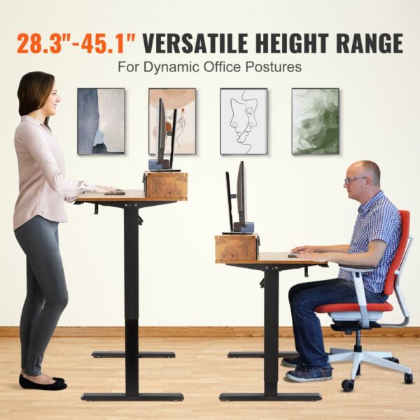 VEVOR Height Adjustable Desk, 47.2" x 23.6" Electric Dual Monitor Riser Workstation, Whole Piece Desk Board Sit to Stand, 3-Key Modes Sturdy Dual Metal Frame,180LBS Capacity for Computer Home & Office