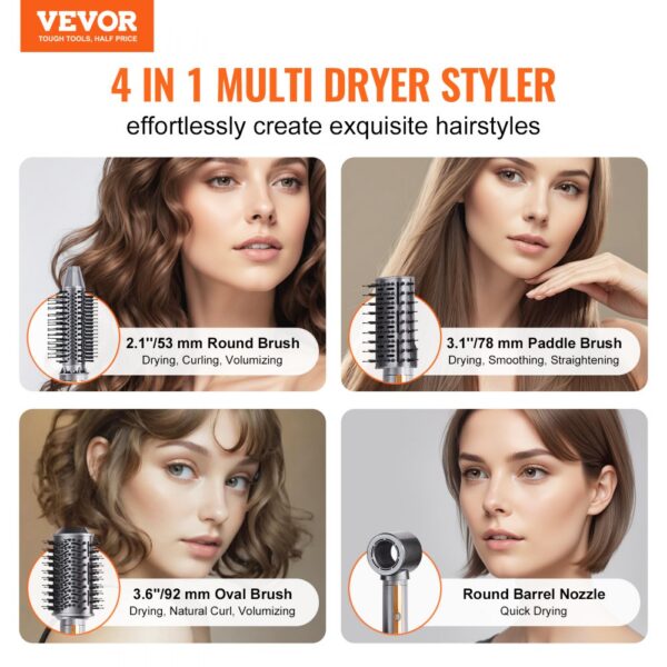 VEVOR Hair Dryer Brush 4-in-1 Professional Multi Hair Styler for Drying Curling