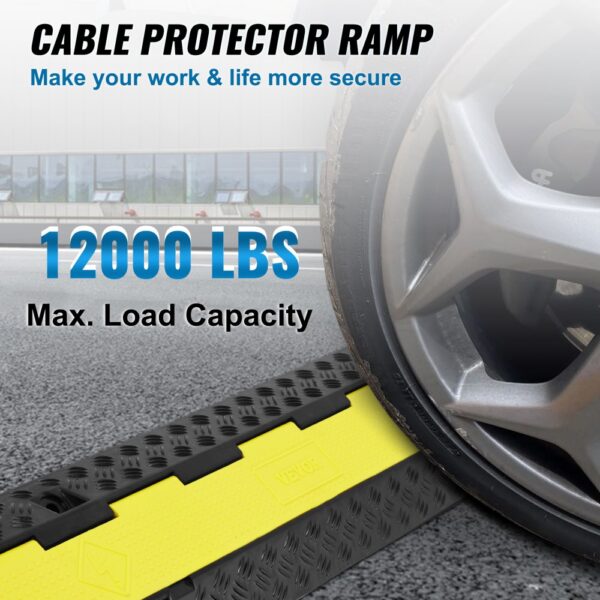 VEVOR cable protector ramp with 12000 lbs max load capacity under car tire on road.