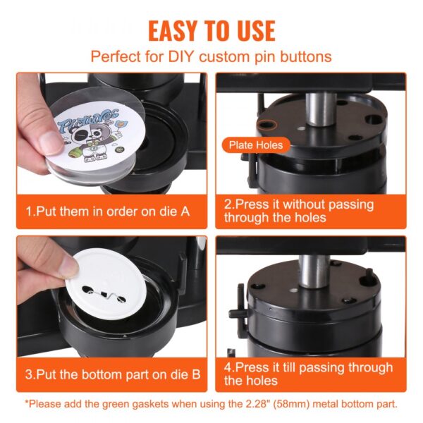 VEVOR button maker tutorial showing steps to make custom pin buttons with ease.