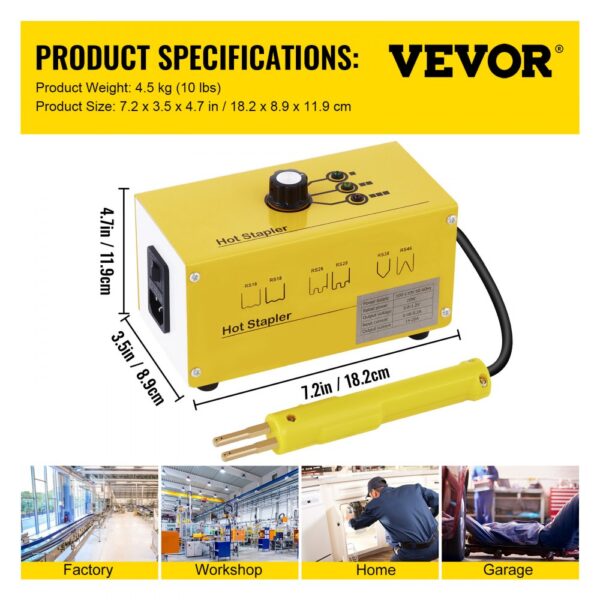 VEVOR 220V plastic welding machine hot staple gun hot stapler hot stapler plastic repair kit plastic welder 600 Staples 3 Heat Settings
