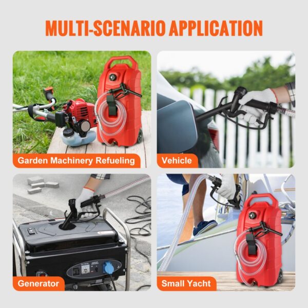 VEVOR fuel caddy used for garden machinery, vehicles, generators, and small yachts. multi-scenario application.